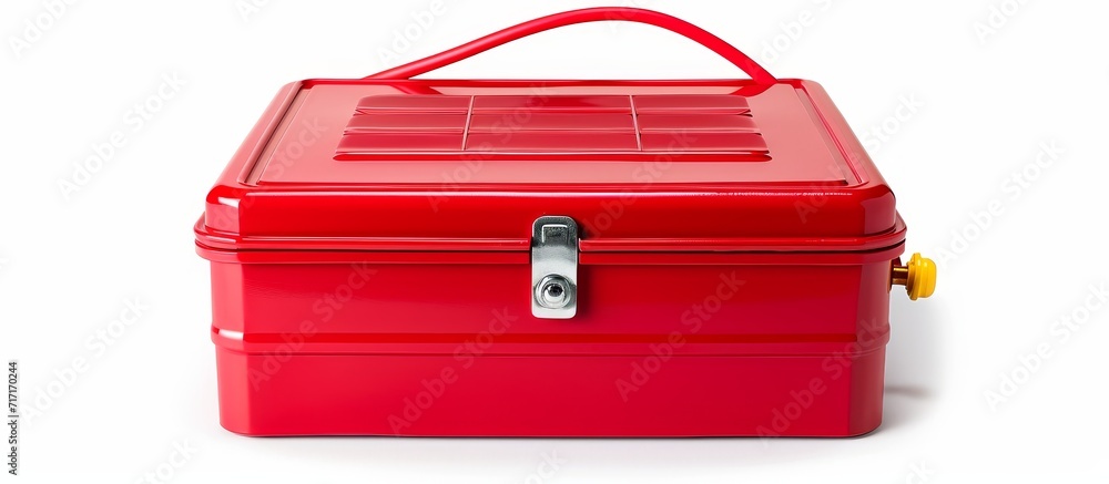 Isolated red car battery with bumper cable on white with clipping path. Isolated red car battery with bumper cable on white with clipping path.