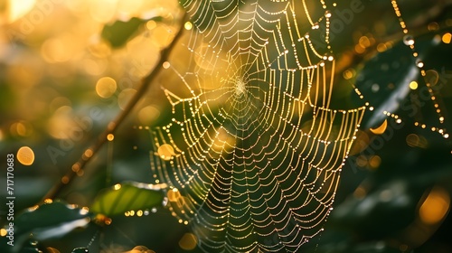 Spider Web In The Forest (Generative AI).