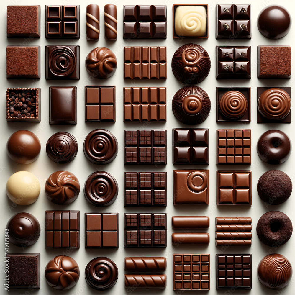 Various chocolates and bonbons on a white background Various chocolates and bonbons on a white background