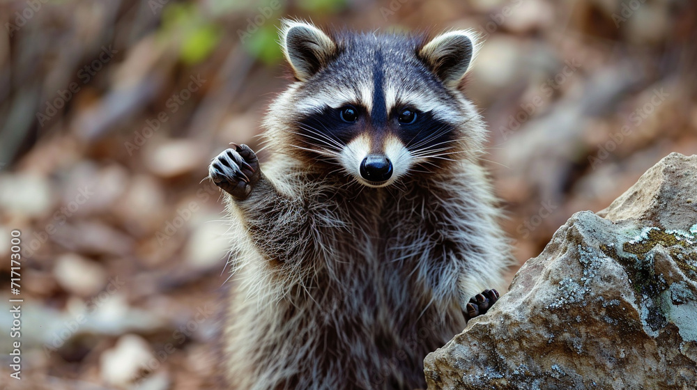 Fototapeta premium close up of a cute happy raccoon