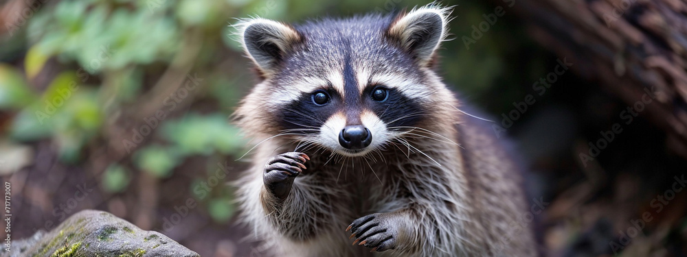 Fototapeta premium close up of a cute happy raccoon