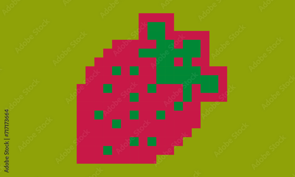 Strawberry dot illustration1-pixel art- Strawberry dot illustration1-pixel art-