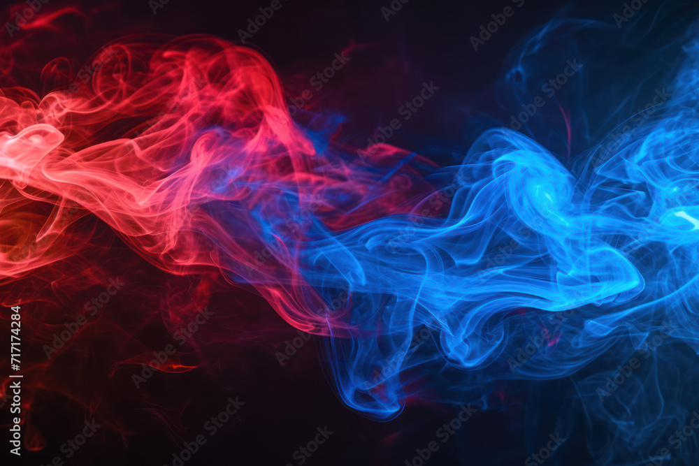 Red and blue smoke on black Red and blue smoke on black