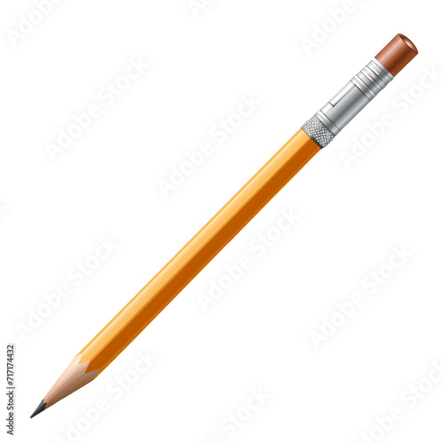 A sharp pencil with a rubber band isolated on transparent background 
