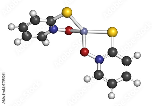 Zinc pyrithione molecule. 3D rendering.