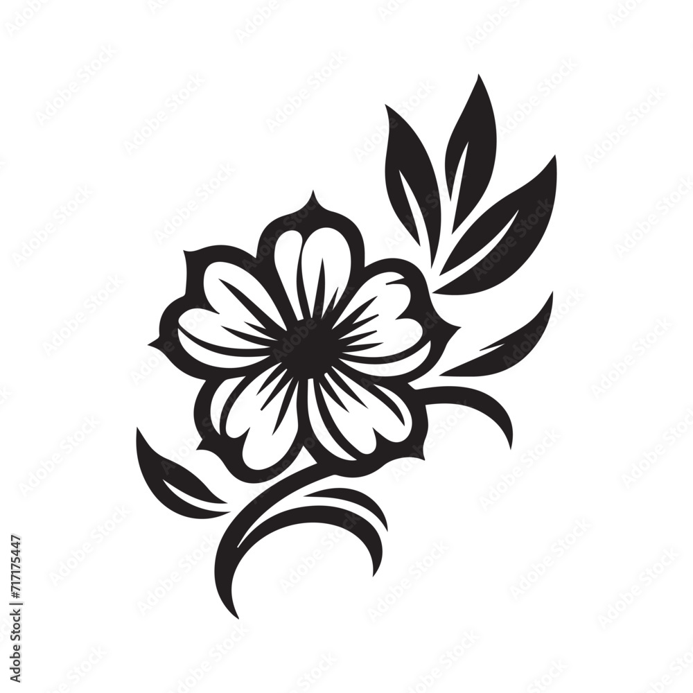 abstract floral design black and white silhouette 