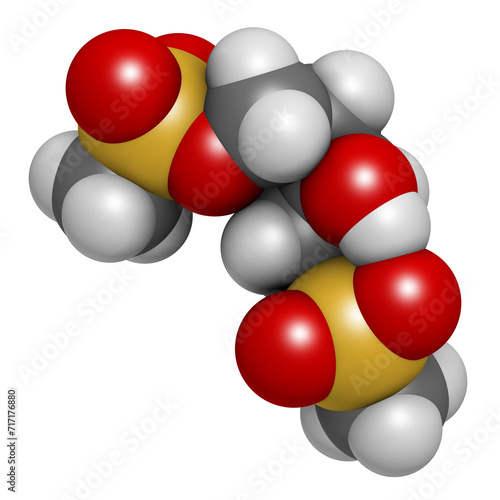 Treosulfan drug molecule. 3D rendering.