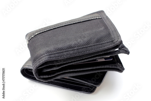 Black wallets on white background.