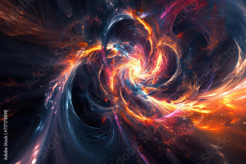 Abstract digital explosion fantasy beautiful design swirl glowing effect chaos light creative