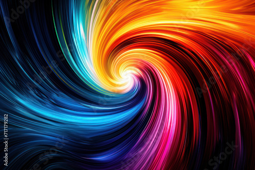 Colorful swirl of light on black background