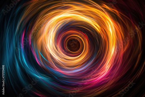 Colorful swirl of light on black background