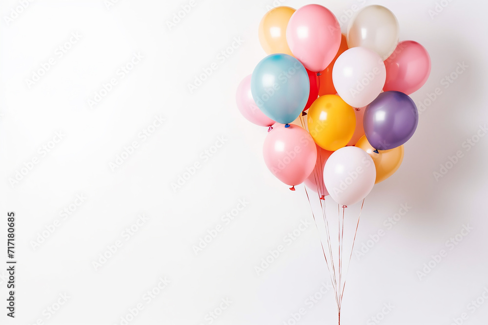 A group of colorful balloons against a white background