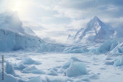  Glacier overlooking snowy landscape photography