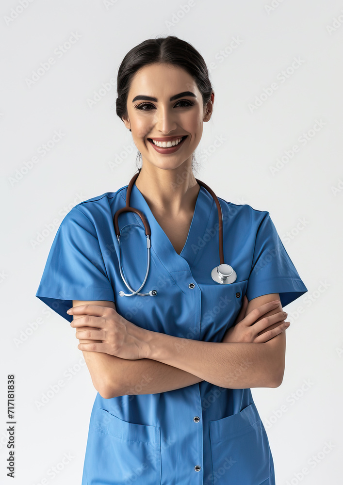 Confident Surgeon Doctor in Blue Scrubs - Crossed Arms and Stethoscope Pose27 Confident Surgeon Doctor in Blue Scrubs - Crossed Arms and Stethoscope Pose27