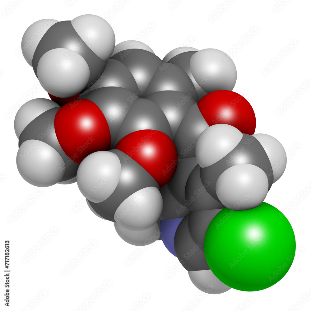 Pyriofenone fungicide molecule. 3D rendering. Pyriofenone fungicide molecule. 3D rendering.