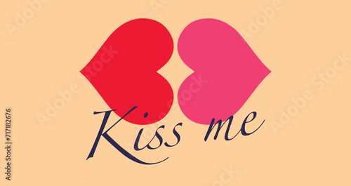 Kiss me Valentine's day lettering card, poster, label, ad, copy space, cover, banner design