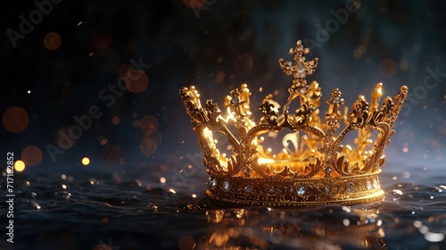 Golden crown with dark background
