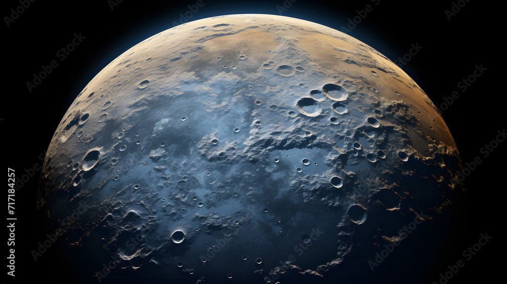Naklejka premium Amazing close-up of the moon with space station