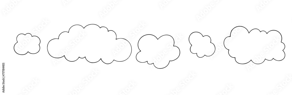 A set of contours, linear sketches of clouds. Vector graphics. A set of contours, linear sketches of clouds. Vector graphics.