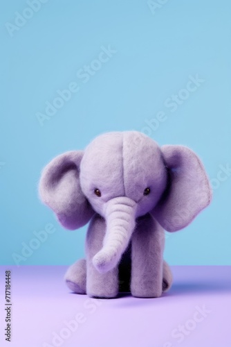 Purple felt plush elephant isolated