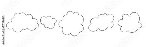 A set of contours, linear sketches of clouds. Vector graphics.