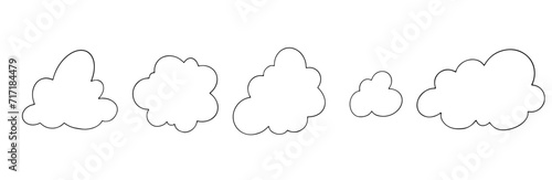 A set of contours, linear sketches of clouds. Vector graphics.