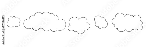 A set of contours, linear sketches of clouds. Vector graphics.