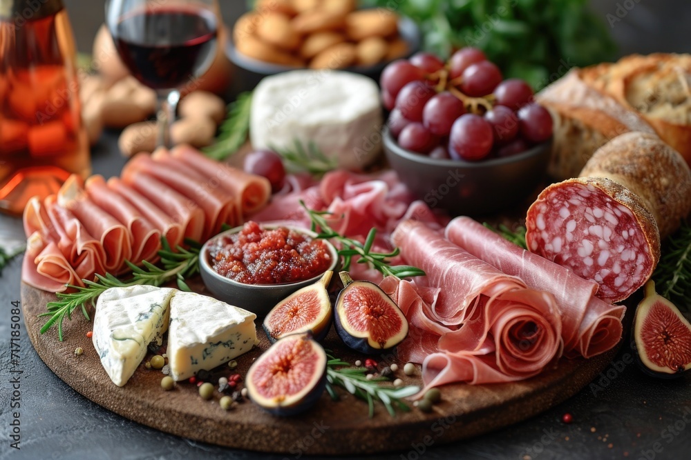 Cold cuts with wine: an exquisite combination of smoked meat, fruit and cheese