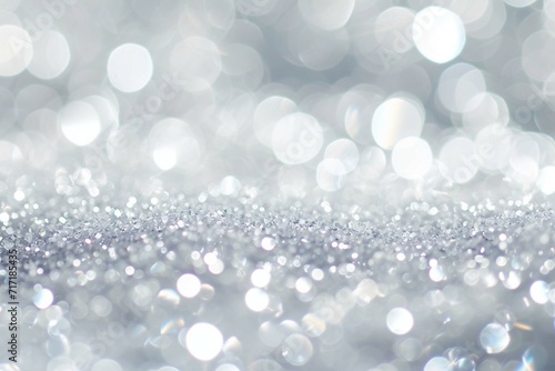 abstract backgrounf of glitter vintage lights . silver and white. de-focused. banner