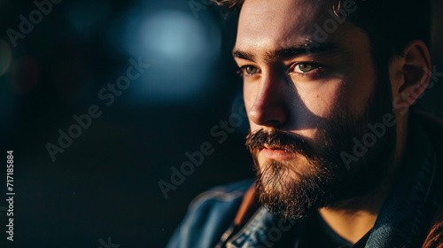 Radiant photographer in half-body portrait, isolated background, AI Generated