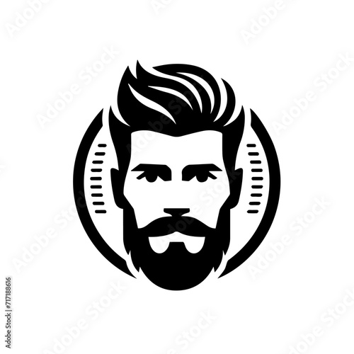 face of a beard man, logo vector black and white for barbers 