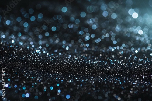abstract glitter black, silver , blue lights background. de-focused