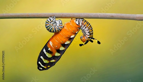 Amazing moment ,Large tropical butterfly hatch from the pupa and emerging with clipping path. Concept transformation of Butterfly  © blackdiamond67