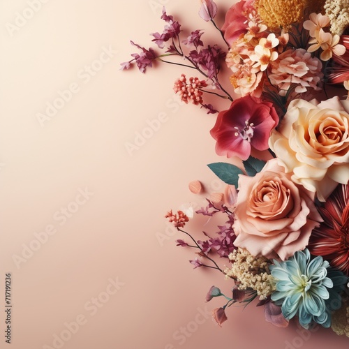 Beautiful flower with copy spring natural background image Ai generated art