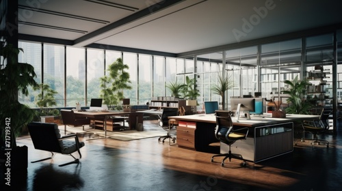Harmony in Productivity, A Serenade of Desks and Chairs Orchestrating Success © Ilugram