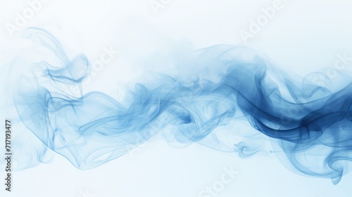 Surreal Whispers, Mesmerizing Blue Smoke Dance Floating on a Pure White Canvas