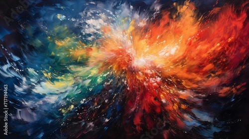 Wallpaper Mural An abstract  backdrop featuring an explosion of vibrant colors and dynamic brushstrokes resembling a celestial dance - Generative AI Torontodigital.ca