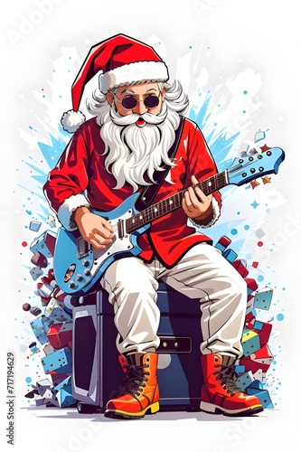 santa claus with guitar