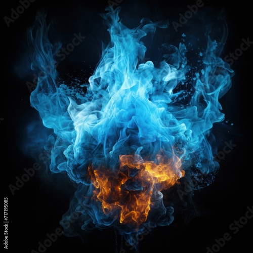 Mesmerizing Fusion of Blue & Yellow Fire Lighting the Black Abyss © Ilugram