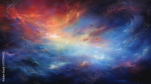 A breathtaking sight of a vibrant and otherworldly galaxy cloud nebula, set against a sparkling night sky - Generative AI