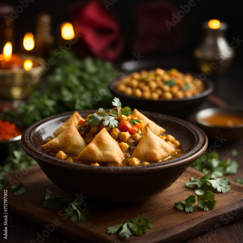 Samosa Chaat - Spicy Chickpea Bliss with Crispy Delight