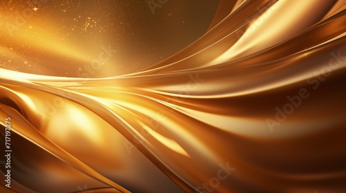 Ethereal Cascade, A Captivating Abstract Golden Background Infused With Flowing Fabric