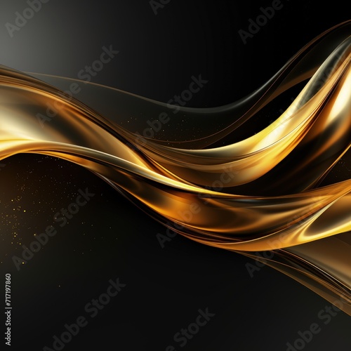 Gilded Waves, Mesmerizing Black and Gold Abstract Background
