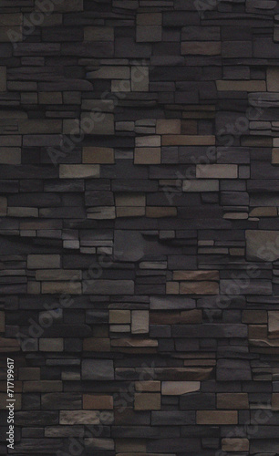 Dark Stonewall background. Black backdrop. Pattern of wall. Minimalist natural design 