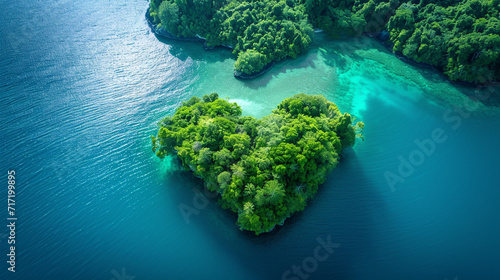 Tropical island paradise with a heart-shaped lagoon. © Anna