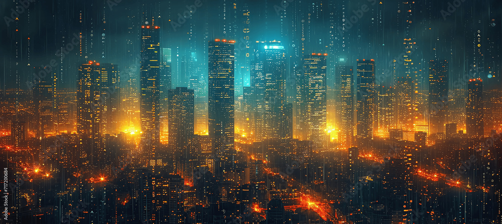 Fototapeta premium background digital network in the citiy 