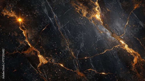 The luxurious texture of black marble with gold veins conveys an opulent and elegant design, perfect for high-end wallpaper or sophisticated interior decor., black and gold background