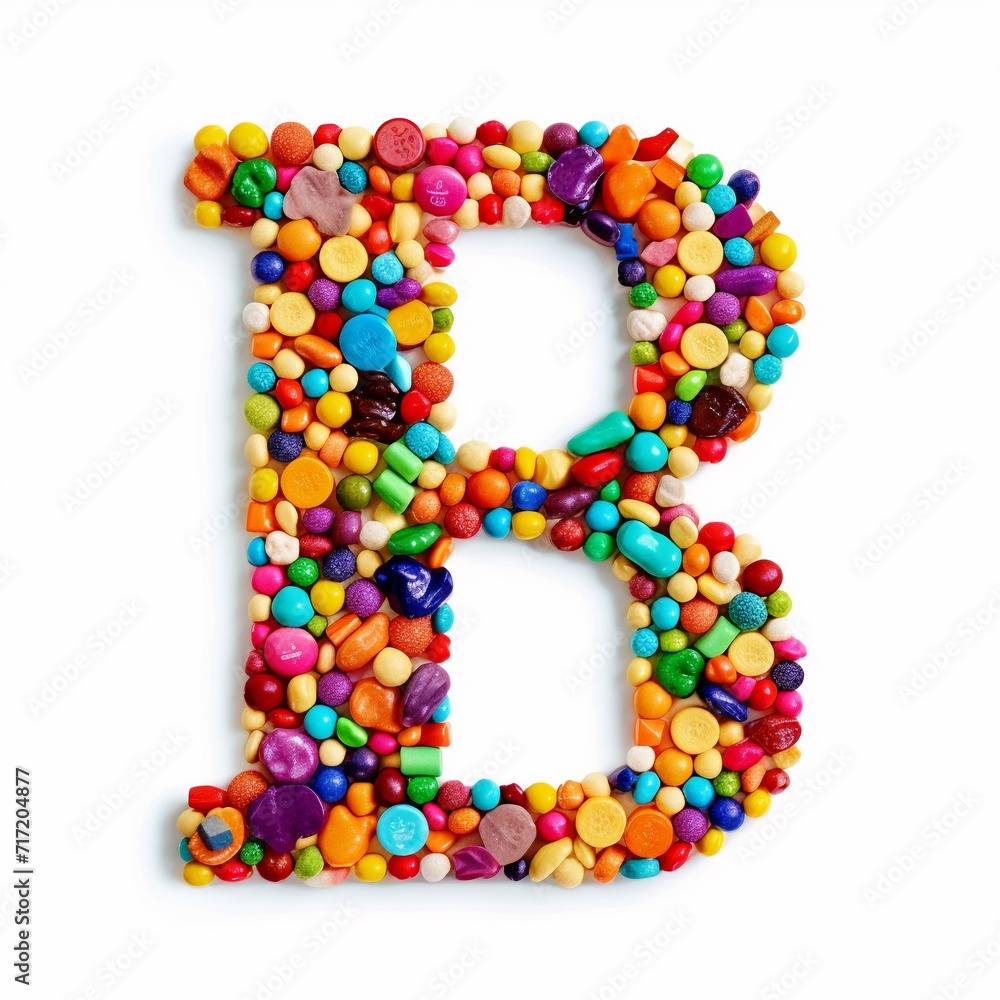 3d Latin letter B made of colorful candy beans, isolated on white background. 3d Latin letter B made of colorful candy beans, isolated on white background.