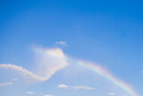 a rainbow appeared in the sky as a result of extinguishing a fire from a fire hydrant with a stream of water