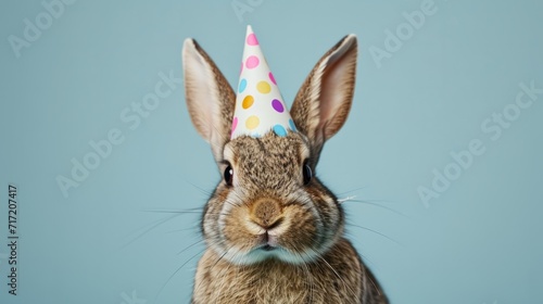 Bunny with birthday hat generative ai